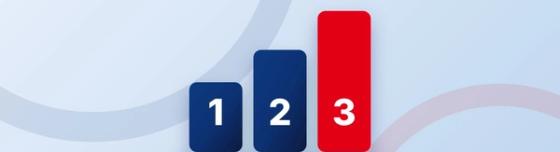 Trois piliers numérotés de 1 à 3, le troisième en rouge