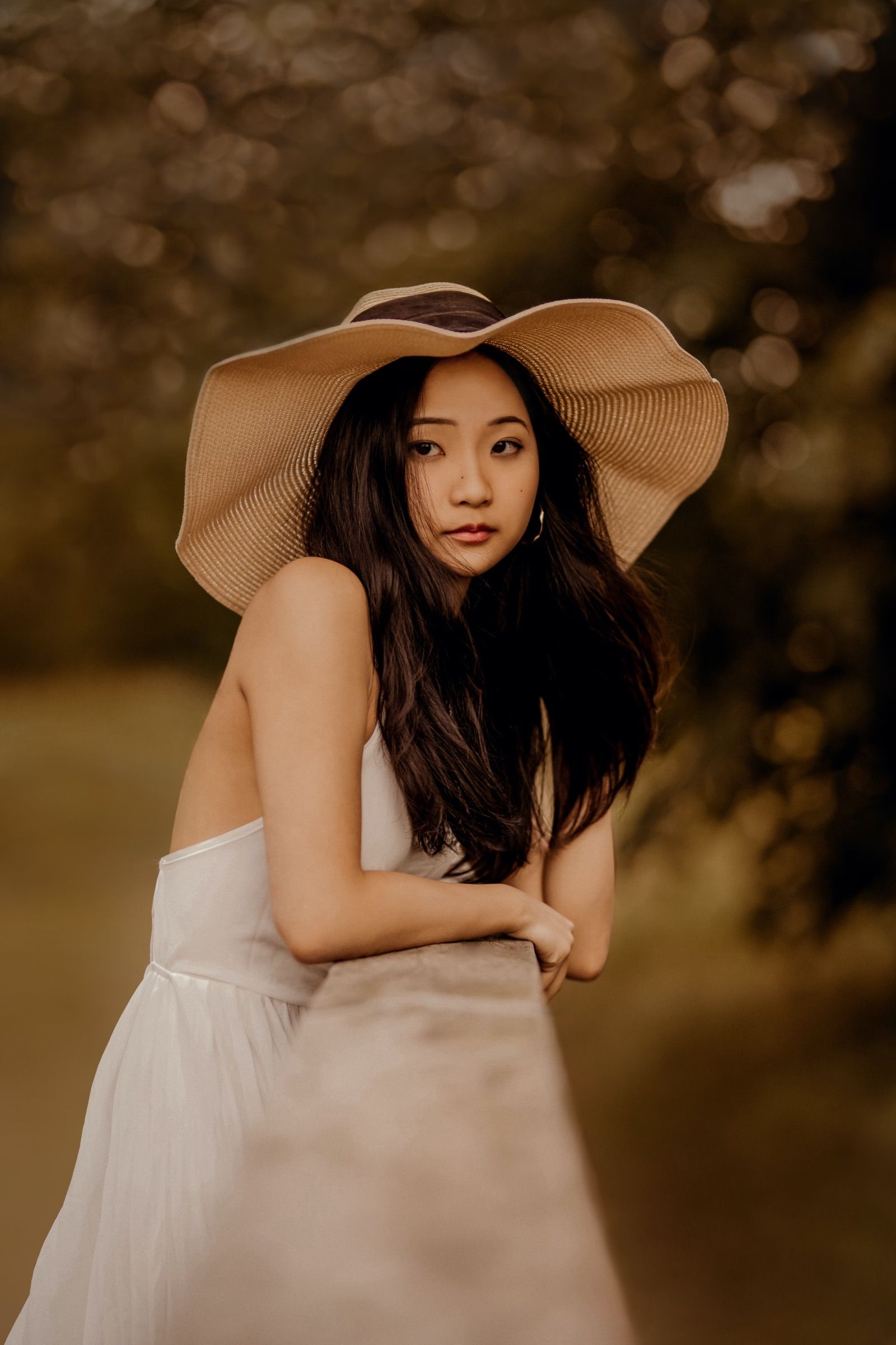 Woman in a wide sun hat