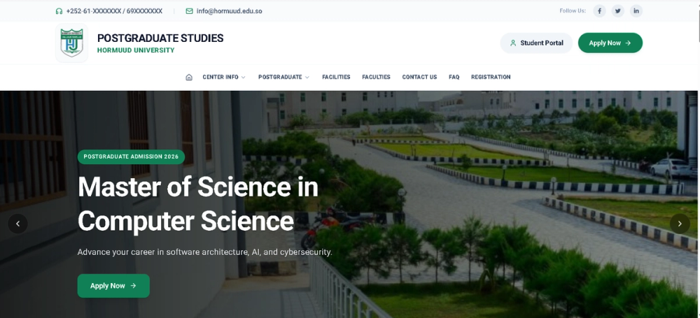 Postgraduate center webite-Hormuud University