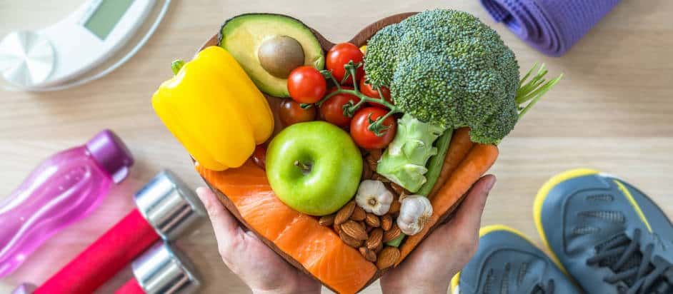 healthy food in heart shape