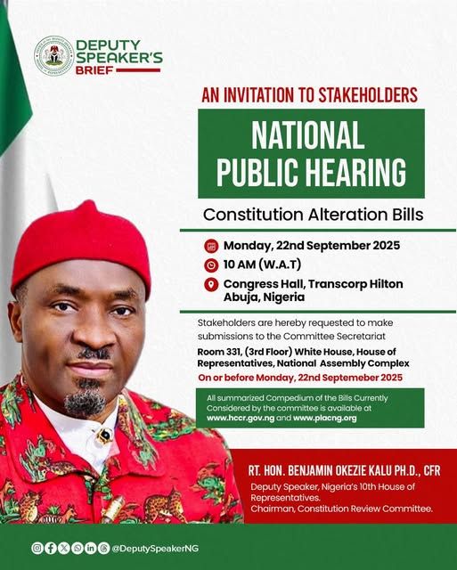 National Public Hearing on Constitution Alteration Bills