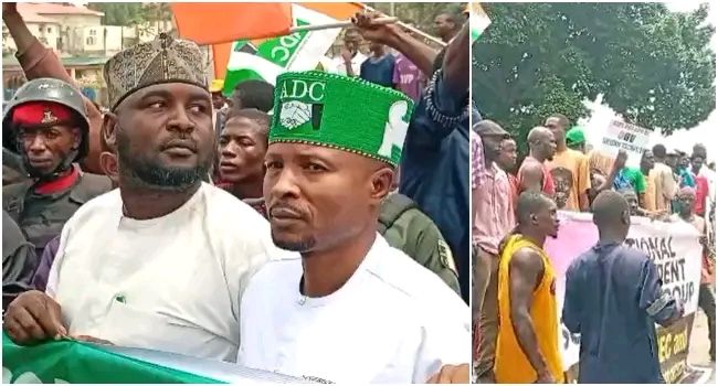 Politics: Nafiu Bala-Led ADC Members Protest At INEC HQ Over Chairmanship Dispute