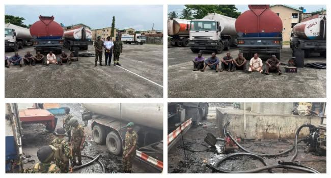 Crime Watch: Troops Dismantle Illegal Bunkering Site In Lagos, Arrest Six Suspects