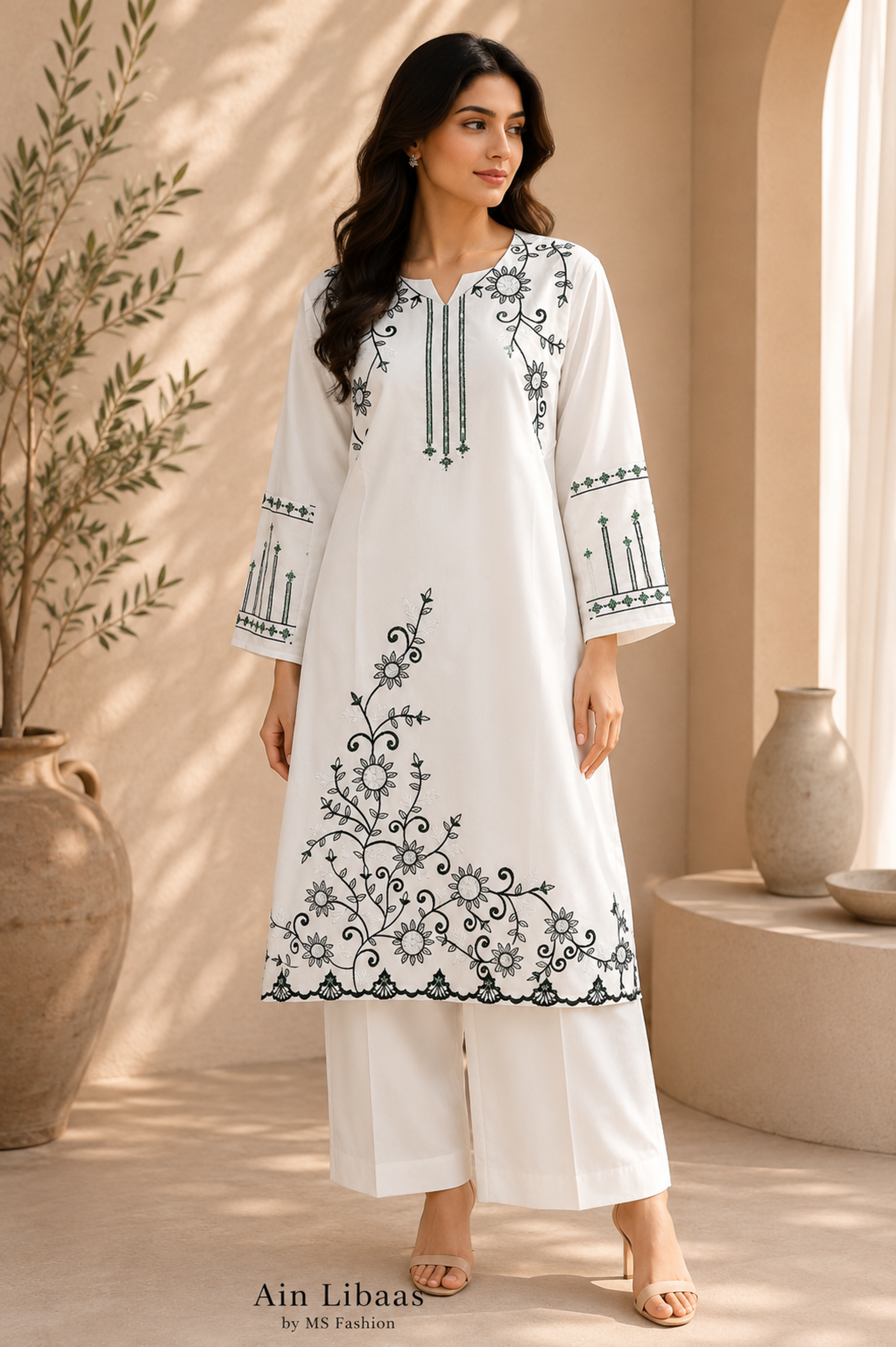 Nura Embroidered Chiffon Gharara