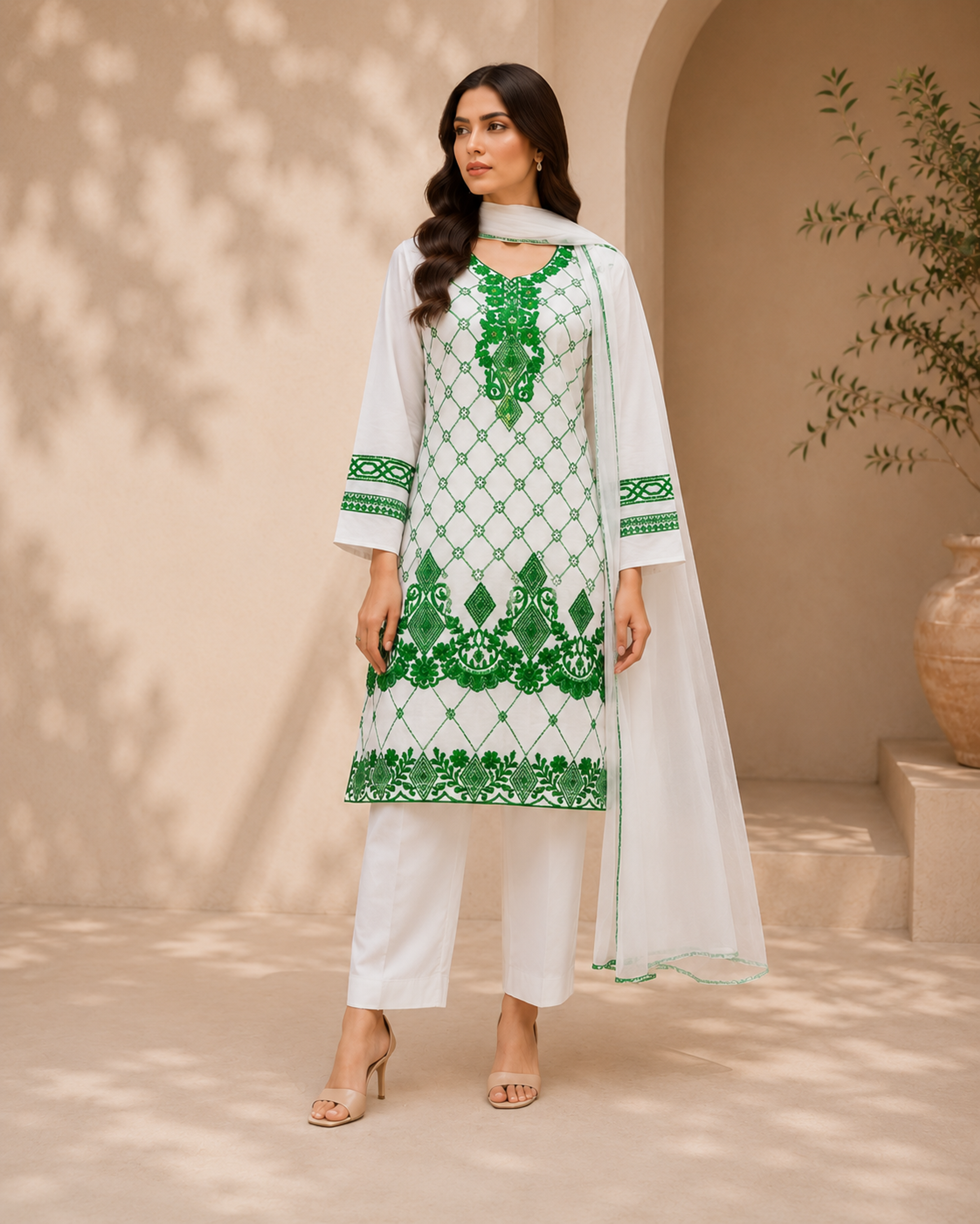 Emerald Grace Embroidered 2 Piece