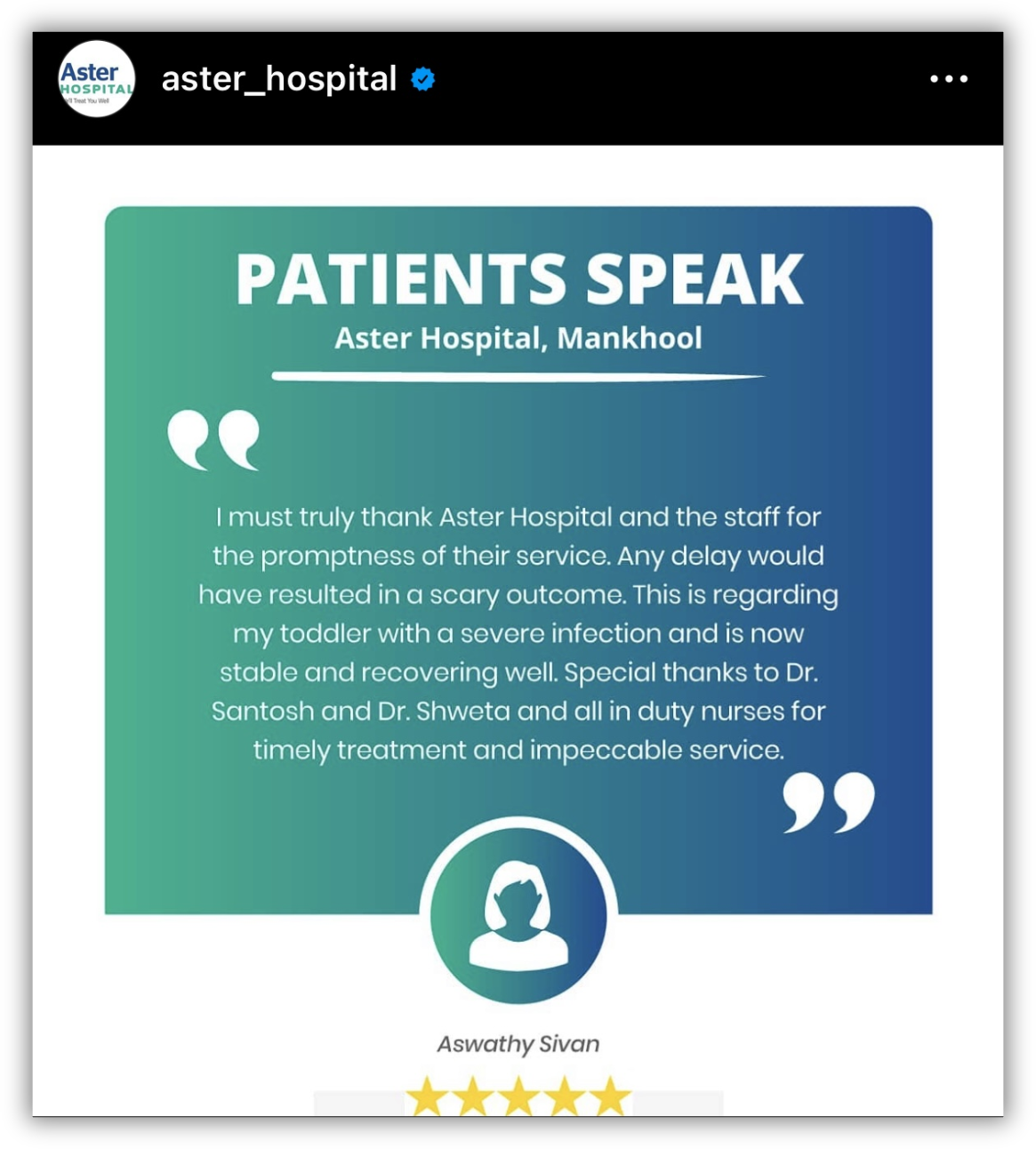Aster Hospital patient story creative