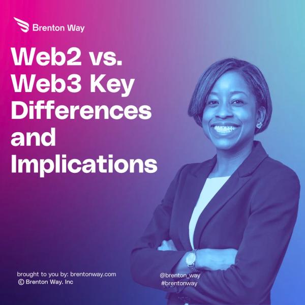 Brenton Way blog cover graphic titled 'A Deep Dive Into Web2 vs. Web3: An Outlay of Key Differences and Implications'.