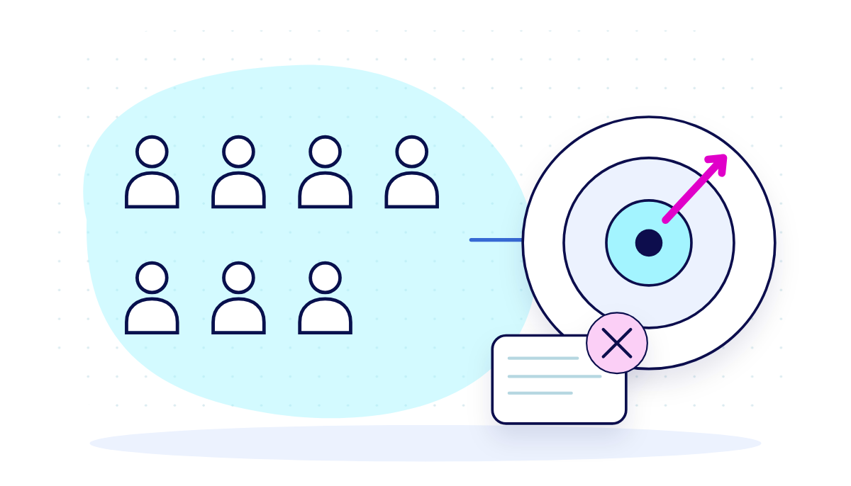 Illustration of a broad audience and a targeting symbol