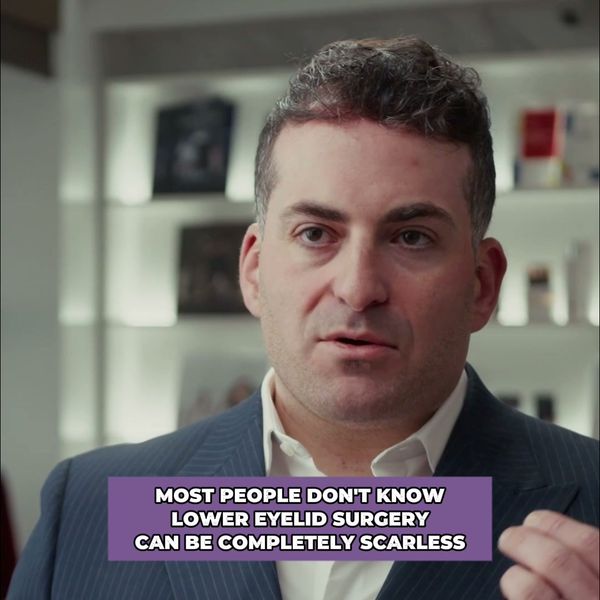 Dr. Igor Burko in the SY Aesthetics lower-eyelid video ad: “Most people don’t know lower eyelid surgery can be completely scarless.”