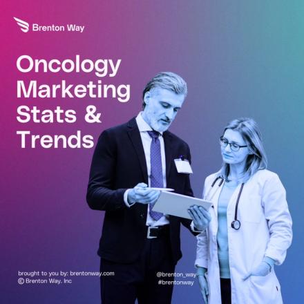 Brenton Way blog cover graphic titled 'Oncology Marketing Stats & Trends For 2026'.