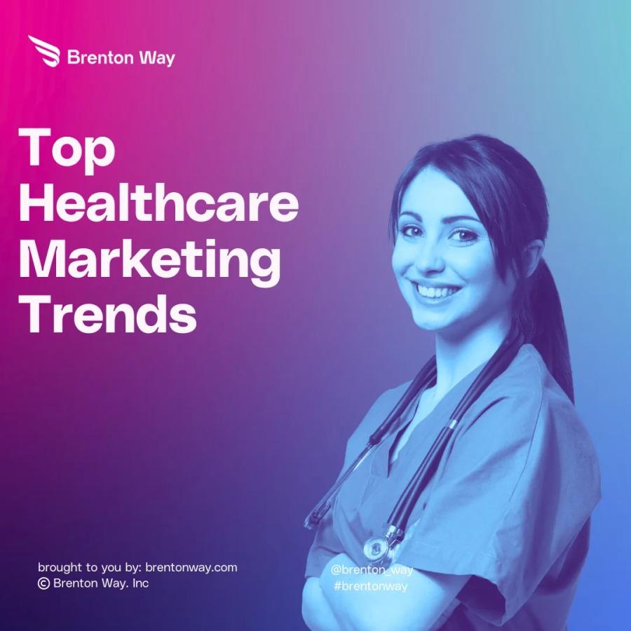 Brenton Way blog cover graphic titled 'Biggest & Newest Healthcare Marketing Trends For 2026'.