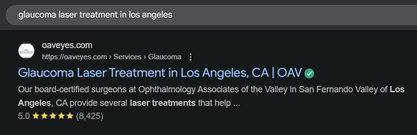 Service-specific keyword targeting for eye care PPC