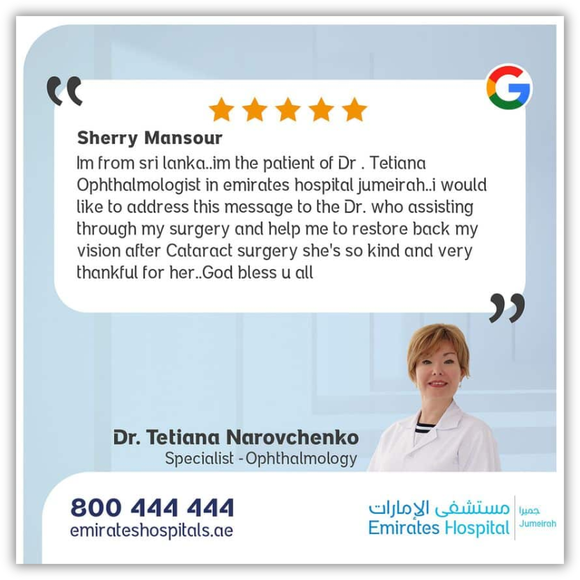 Emirates Hospitals patient review creative