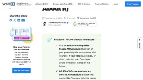 Healthcare AI Overviews study highlighting visibility rates and optimization needs for patient search queries