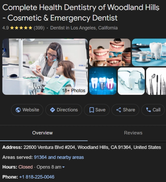 Google Business Profile for a Woodland Hills dental practice