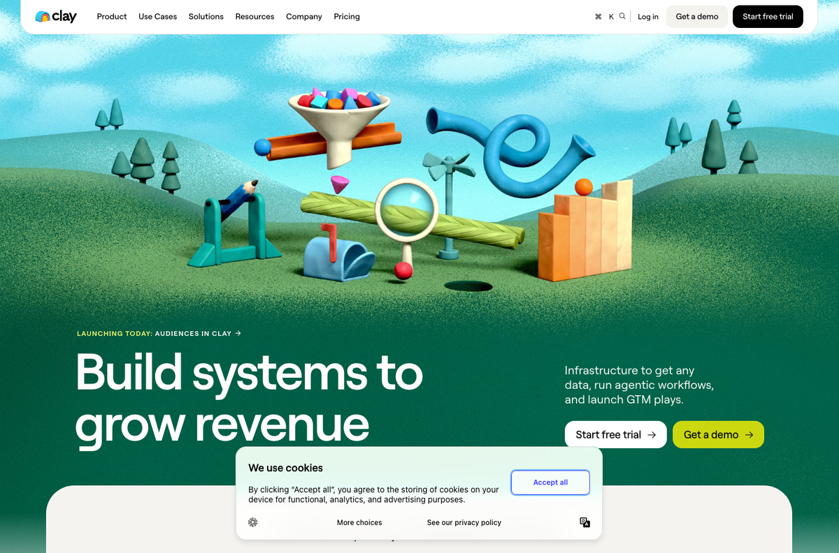 Clay homepage screenshot showing the product website interface.