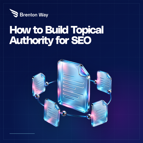 Glass content pages connect around a central topical-authority guide.