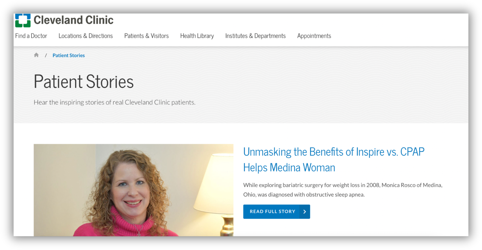 Cleveland Clinic patient stories page