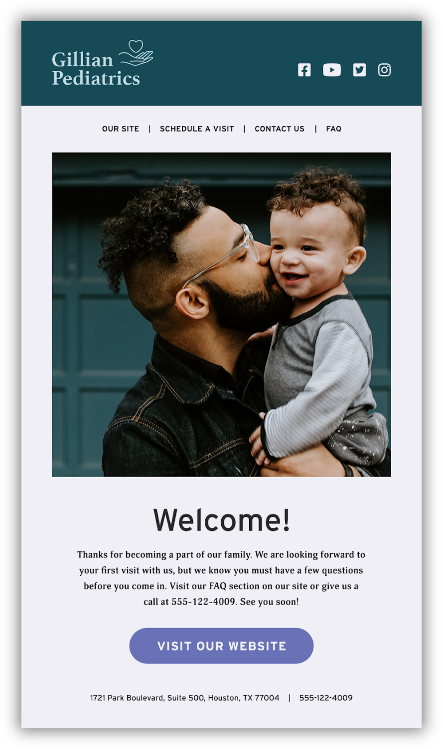 Gilliam Pediatrics welcome email