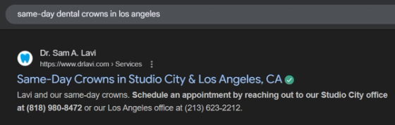 High-converting dental PPC landing page example