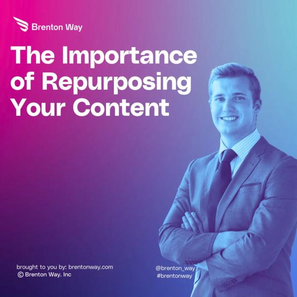 Brenton Way blog cover graphic titled 'The Importance of Repurposing Your Content - Getting Primed for 2026'.