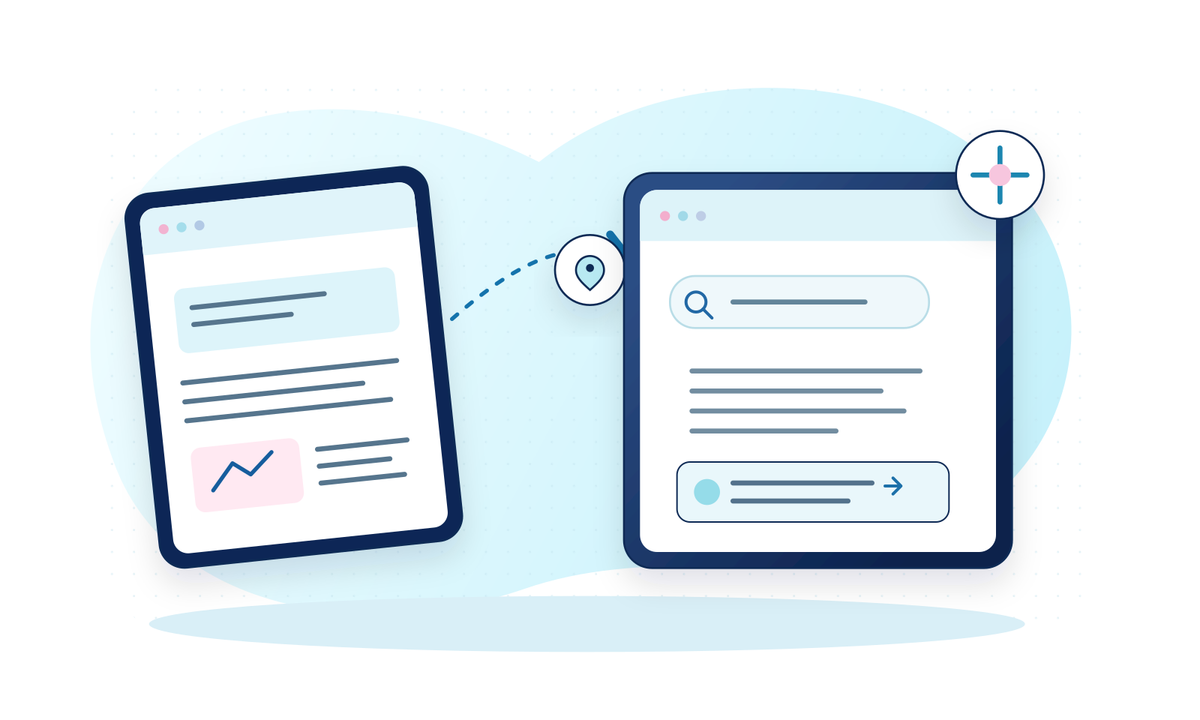 A structured source page feeds an AI search answer that links readers back to the cited page.