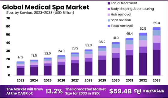 Geotargeting Capabilities for Med Spa PPC Agency — Medical spa market growth chart from /blog/med-spa-marketing-stats-trends