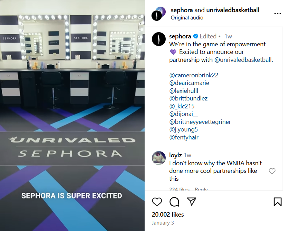 Marketing Campaign Of Sephora With Unrivaled Women's Basketball League