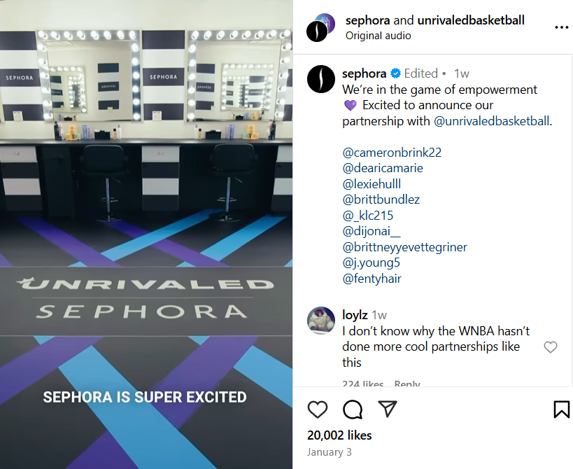 Marketing Campaign Of Sephora With Unrivaled Women's Basketball League