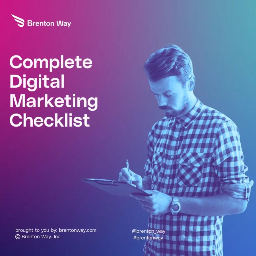 Brenton Way blog cover graphic titled '20-Point Digital Marketing Checklist For New Businesses'.