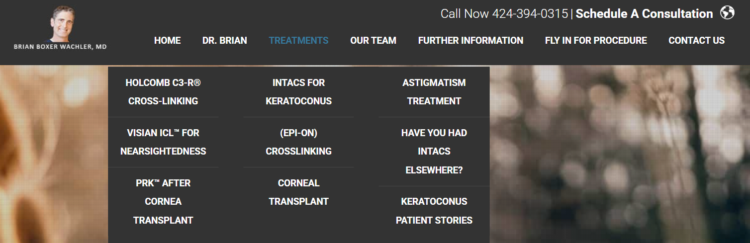 Patient-centric ophthalmology website design