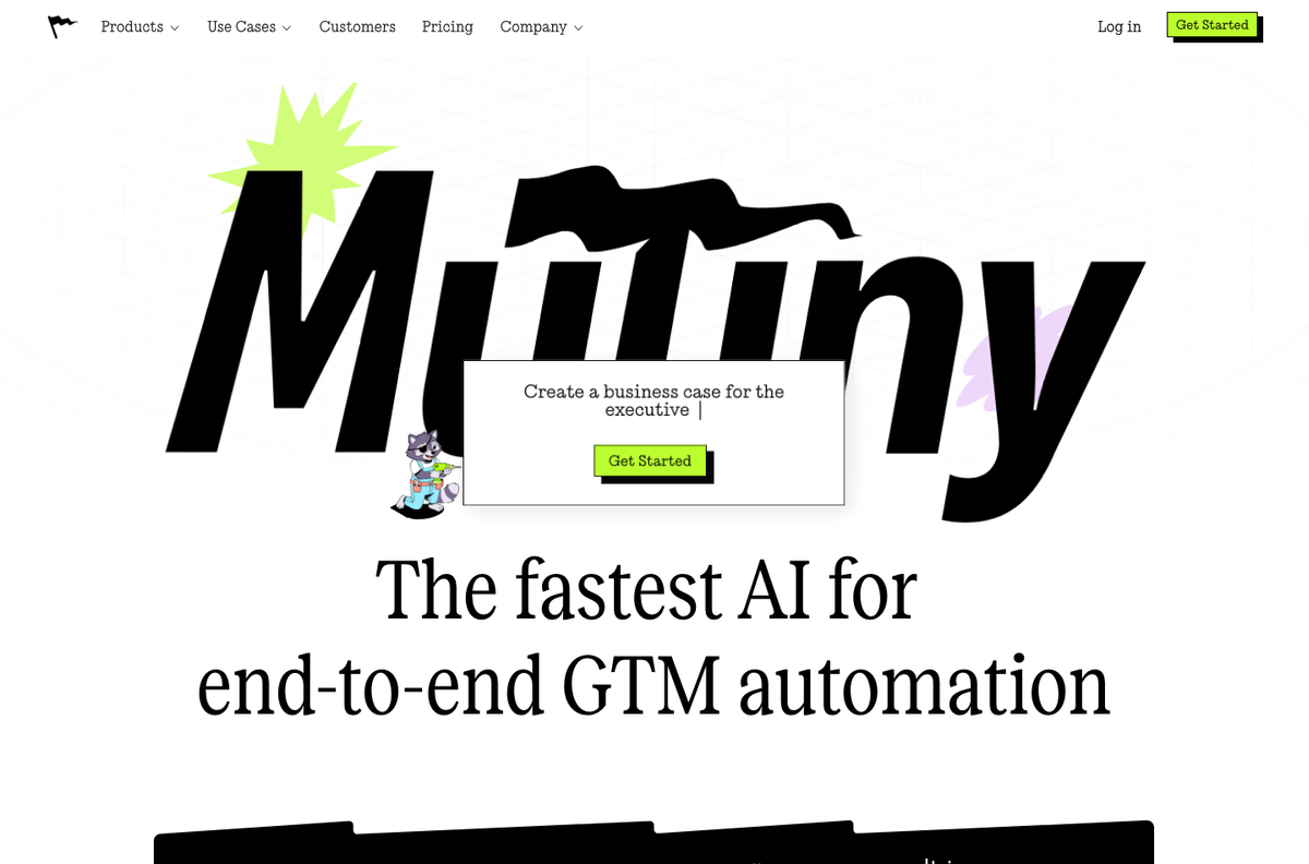 Mutiny homepage screenshot showing the product website interface.