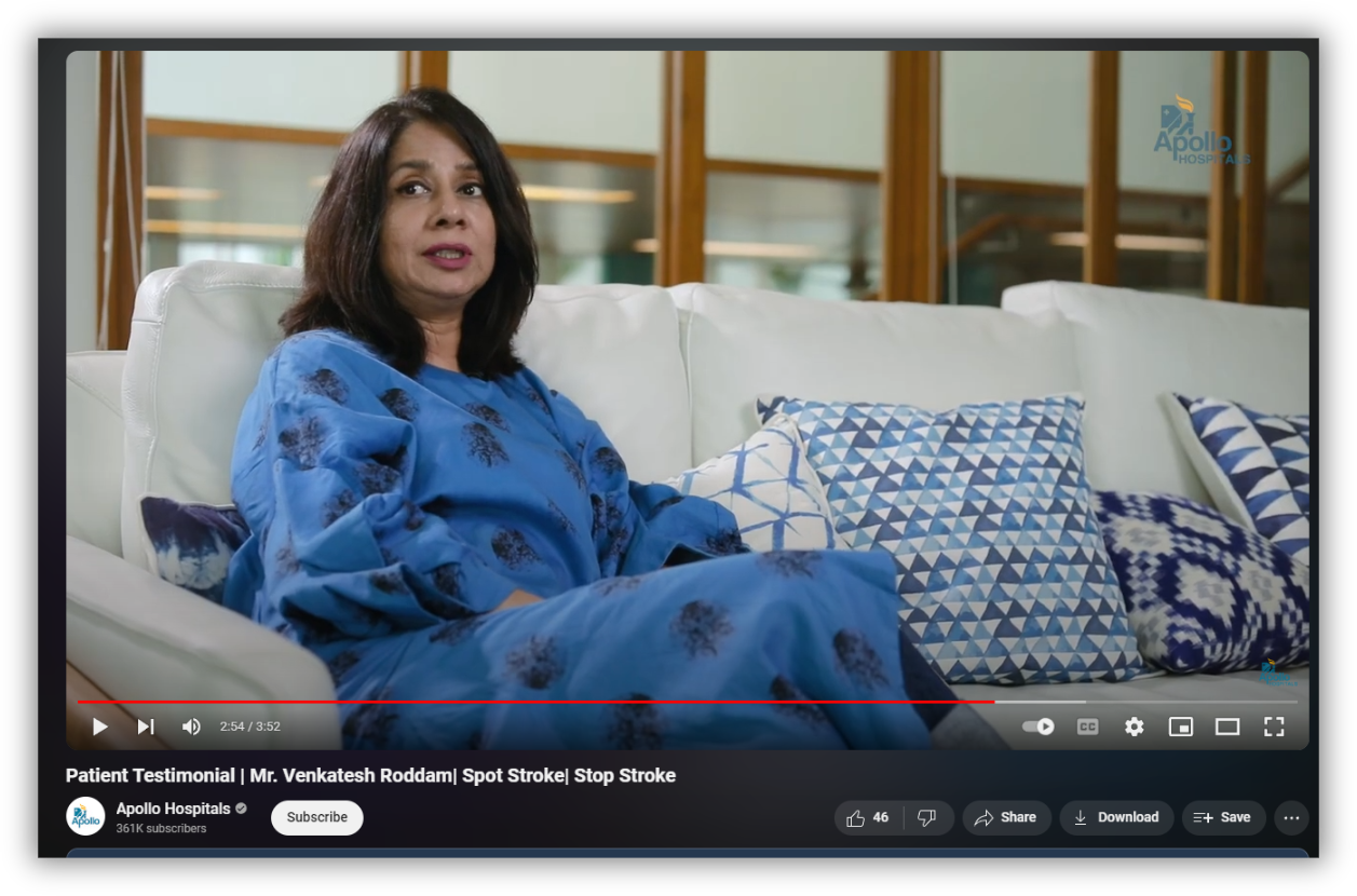 Patient video testimonial screenshot featuring Tina