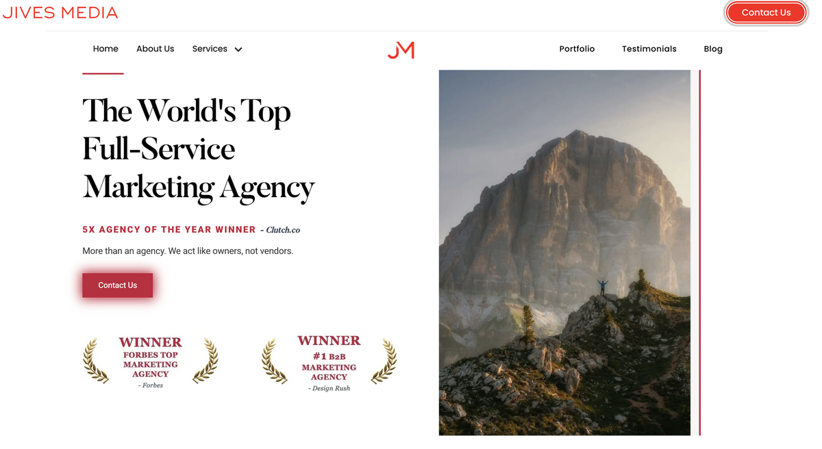 Jives Media website introducing its marketing agency.