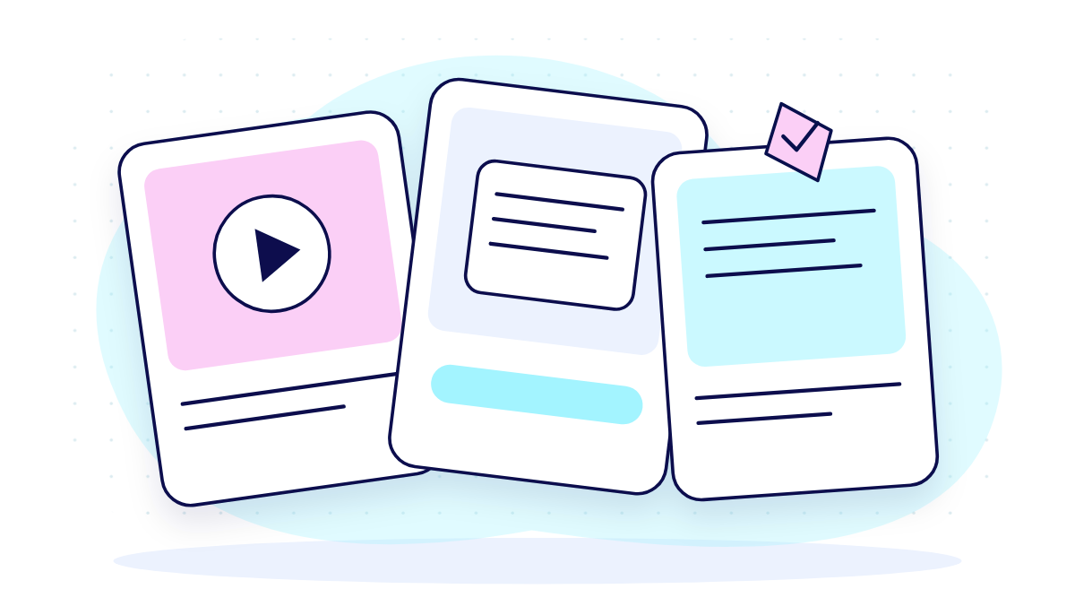 Illustration of three distinct advertising creative cards