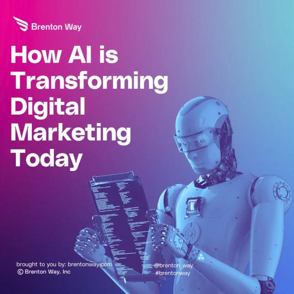 Brenton Way blog cover graphic titled 'How AI is Reshaping the Way We Look at Digital Marketing Today'.