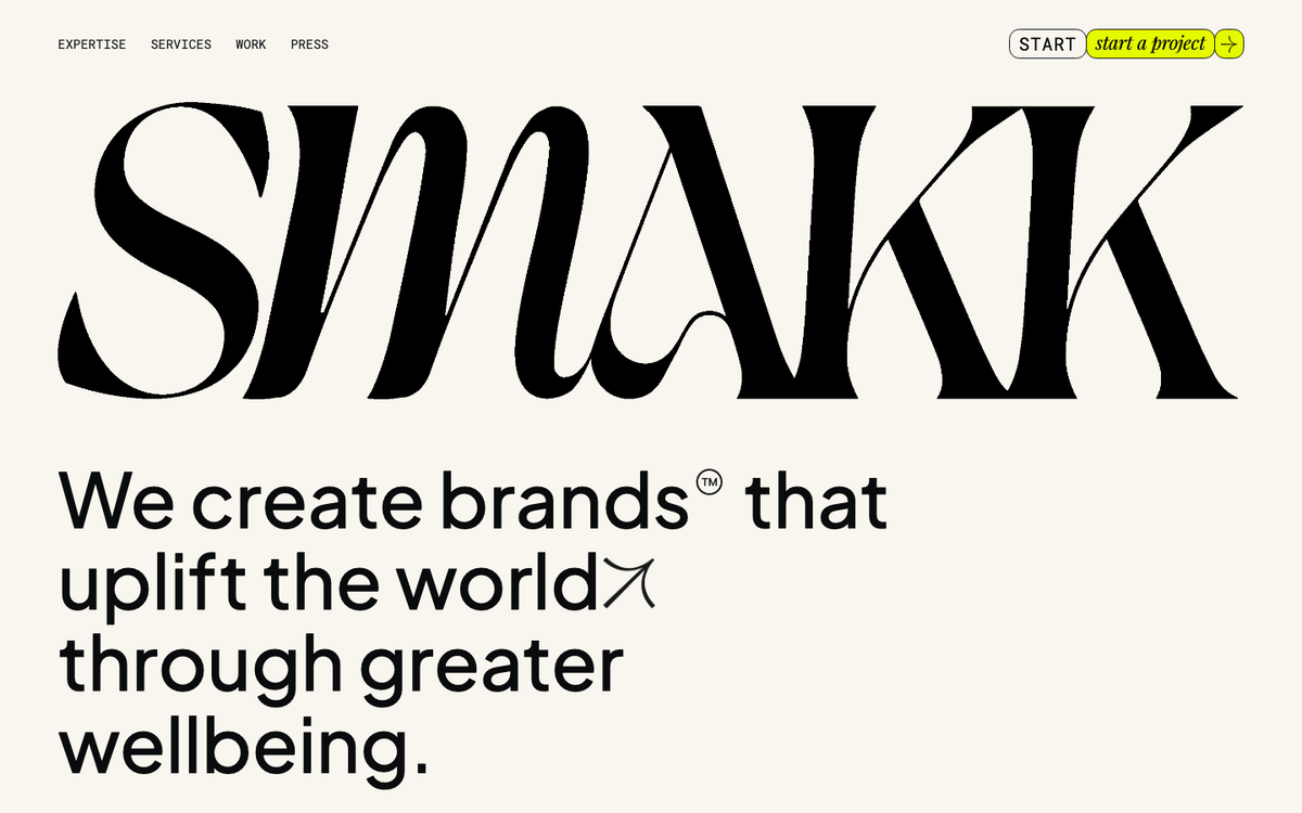 SMAKK Studios beauty branding agency website screenshot