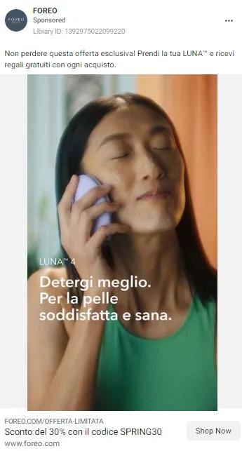 FOREO mobile-first paid social ad creative