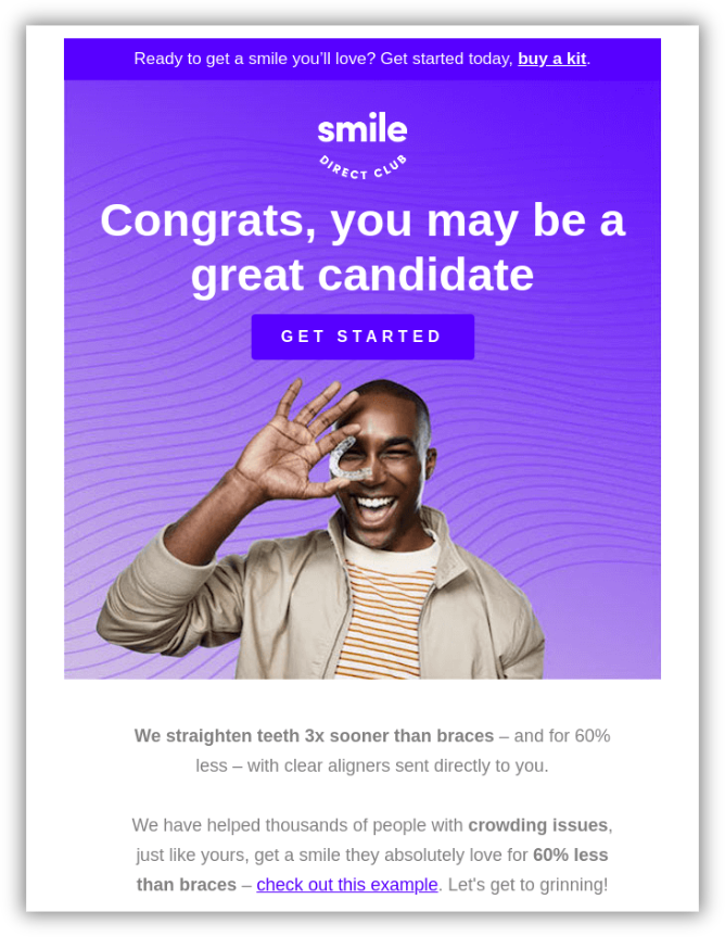 Smile eligibility email