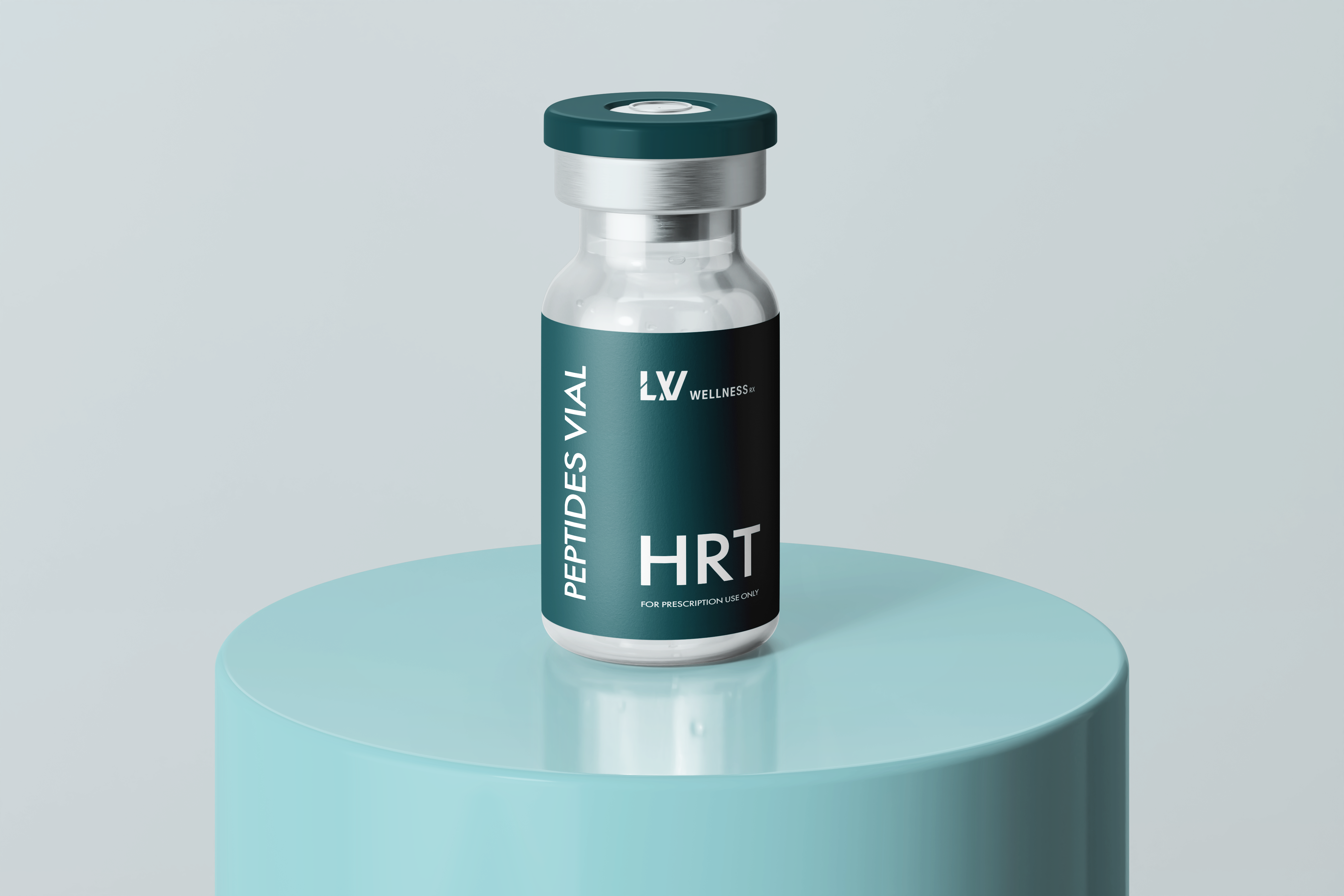 LivWellness RX branded HRT peptide vial hero render