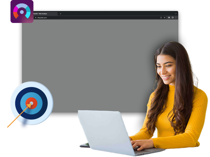 Marketer analyzing website conversion targets on laptop