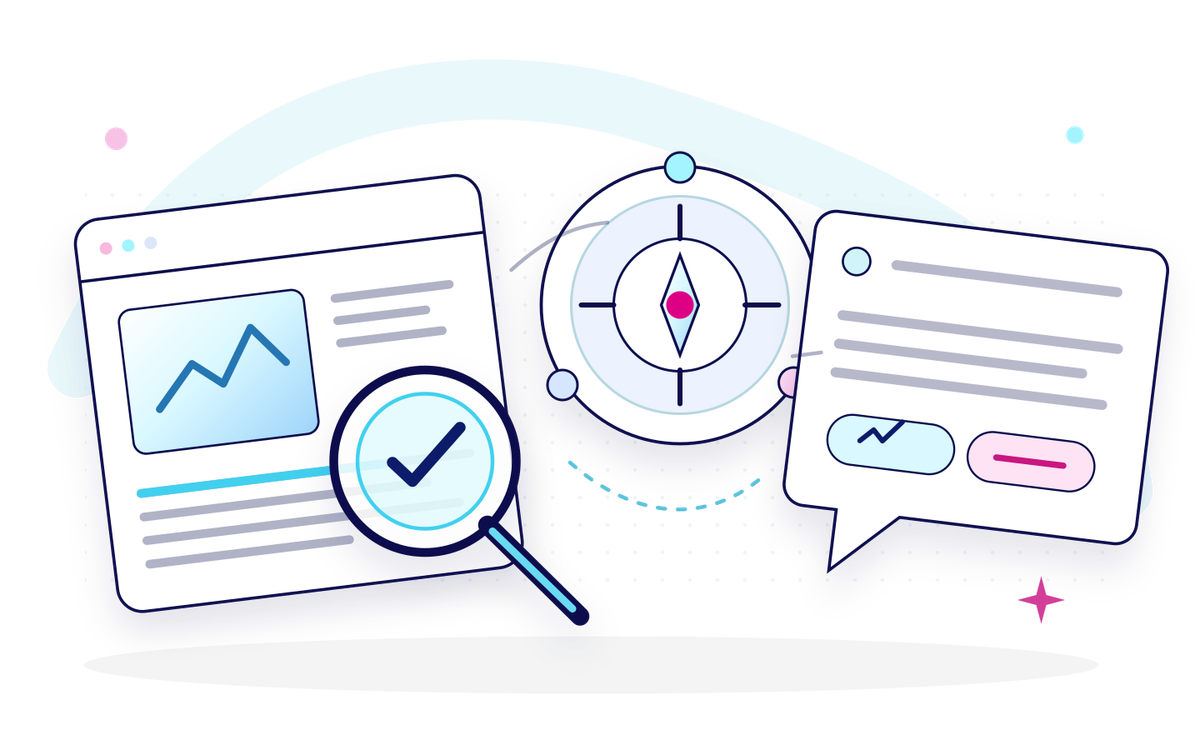 A site scan, wider marketing audit, and monitored AI answer illustrated as complementary views of search visibility.