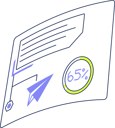 Email campaign window with send arrow and engagement score