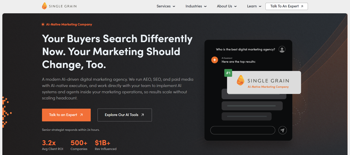 Single Grain Digital Marketing homepage