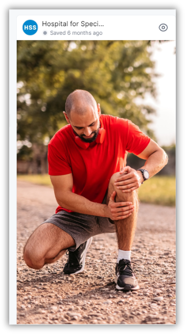 Hospital for Special Surgery knee pain Facebook ad