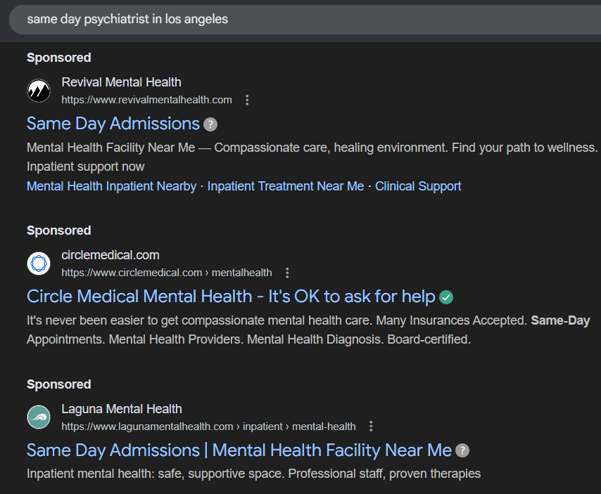 Mapping demand and patient intent for psychiatry marketing