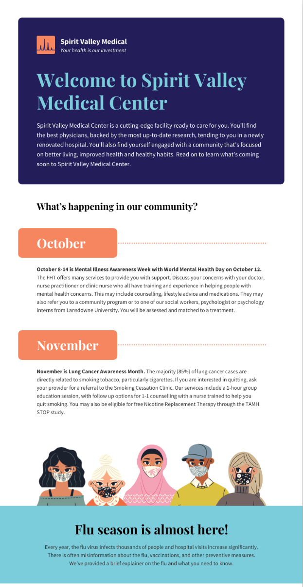Spirit Valley Medical Center welcome newsletter