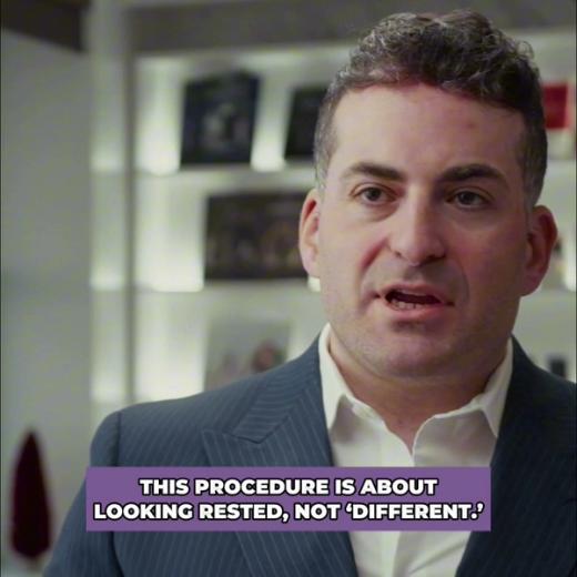 Dr. Igor Burko in the SY Aesthetics upper-eyelid video ad: “This procedure is about looking rested, not different.”
