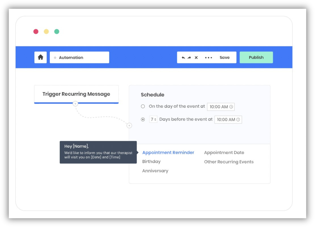 Email campaign automation showing trigger and send settings