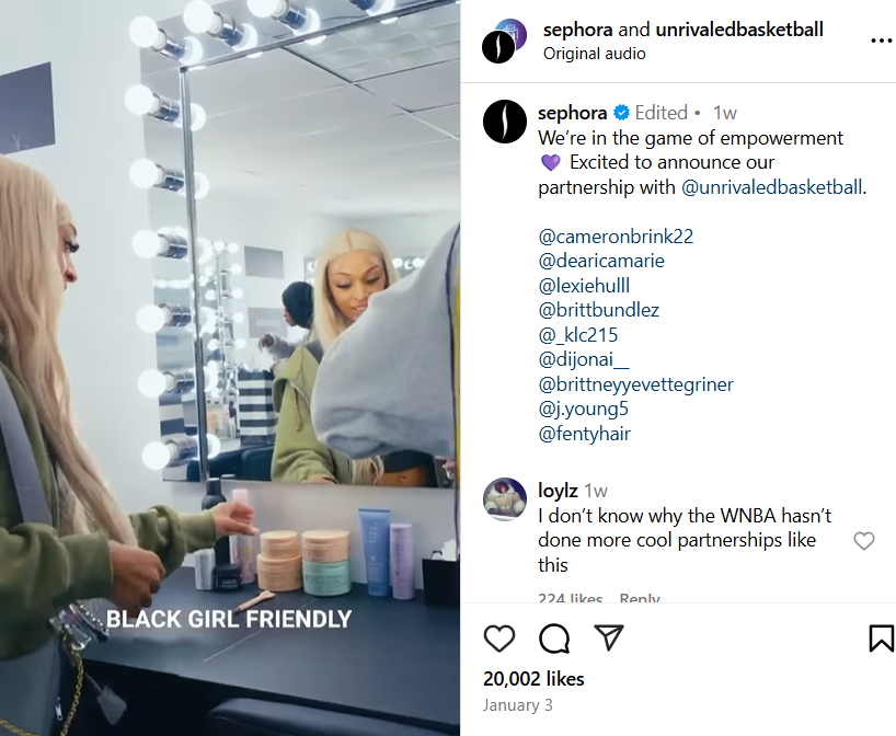Marketing Campaign Of Sephora With Unrivaled Women's Basketball League